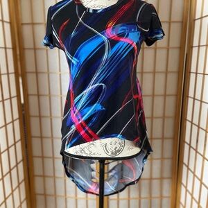 Love Black and Blue Abstract Short Sleeve Top